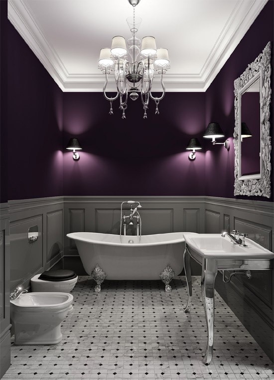 plum and gray interior design