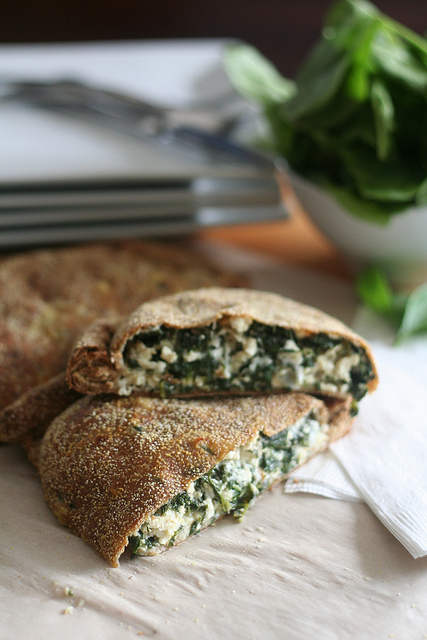 cheesy spinach calzone