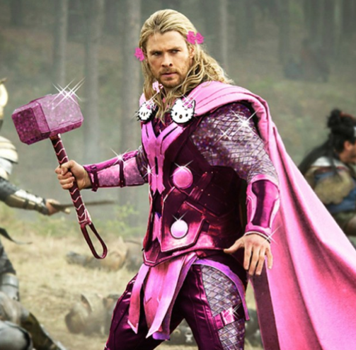 male superheroes adn hello kitty