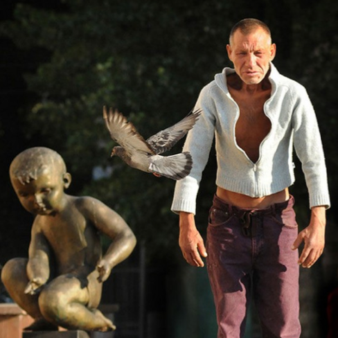 fashionable homeless person