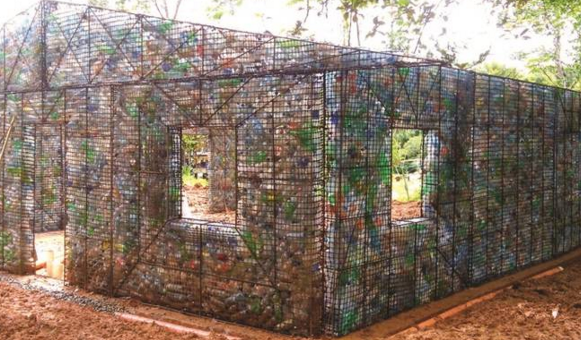 plastic bottle village