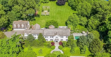 Locust Valley New York mansion, exterior aerial view